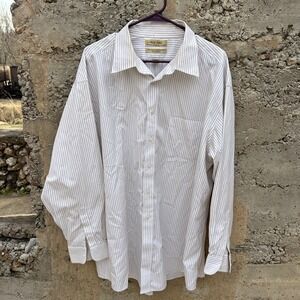 Gold Label Roundtree And Yorke 80s Non-iron Pinpoint Dress Shirt Sz 18 36